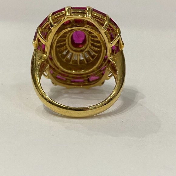 10k VINTAGE ORIGINAL ART DECO 18K GOLD NATURAL DIAMOND AND RUBY RING Size 7 - Picture 5 of 15